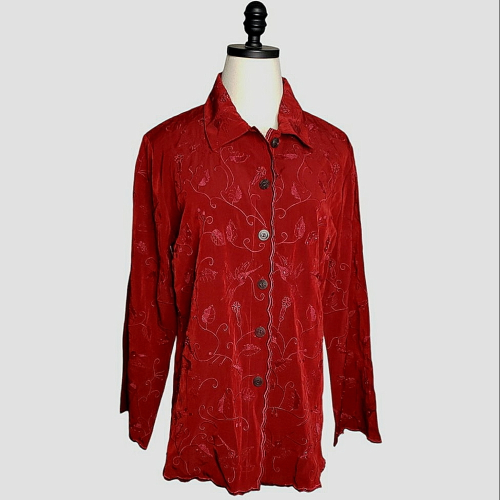Keylime Pie Jacket Embroidered Beaded L Scalloped Hem Holidays Event Evening New
